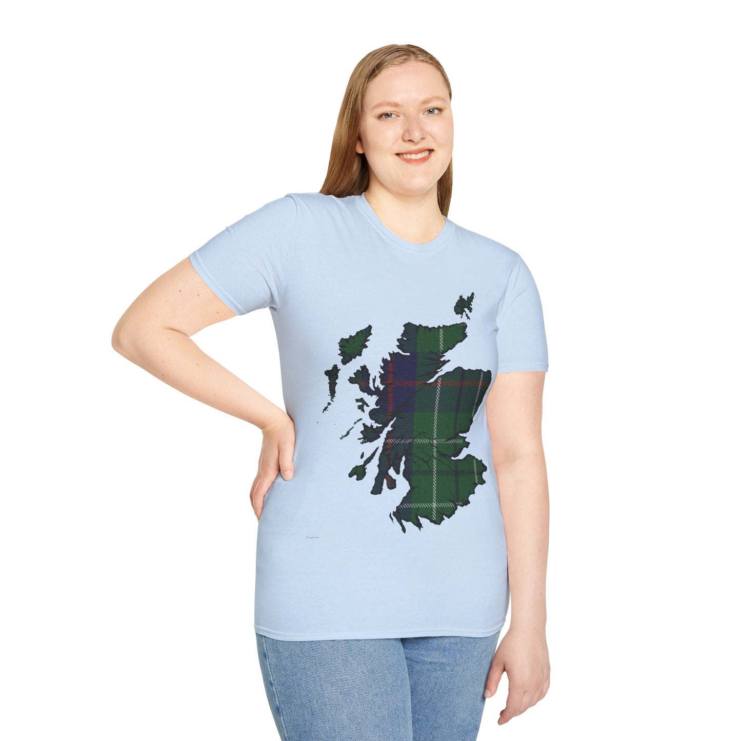 Scotland Tartan Map Softstyle Unisex T-Shirt, Duncan Tartan, Various Colours