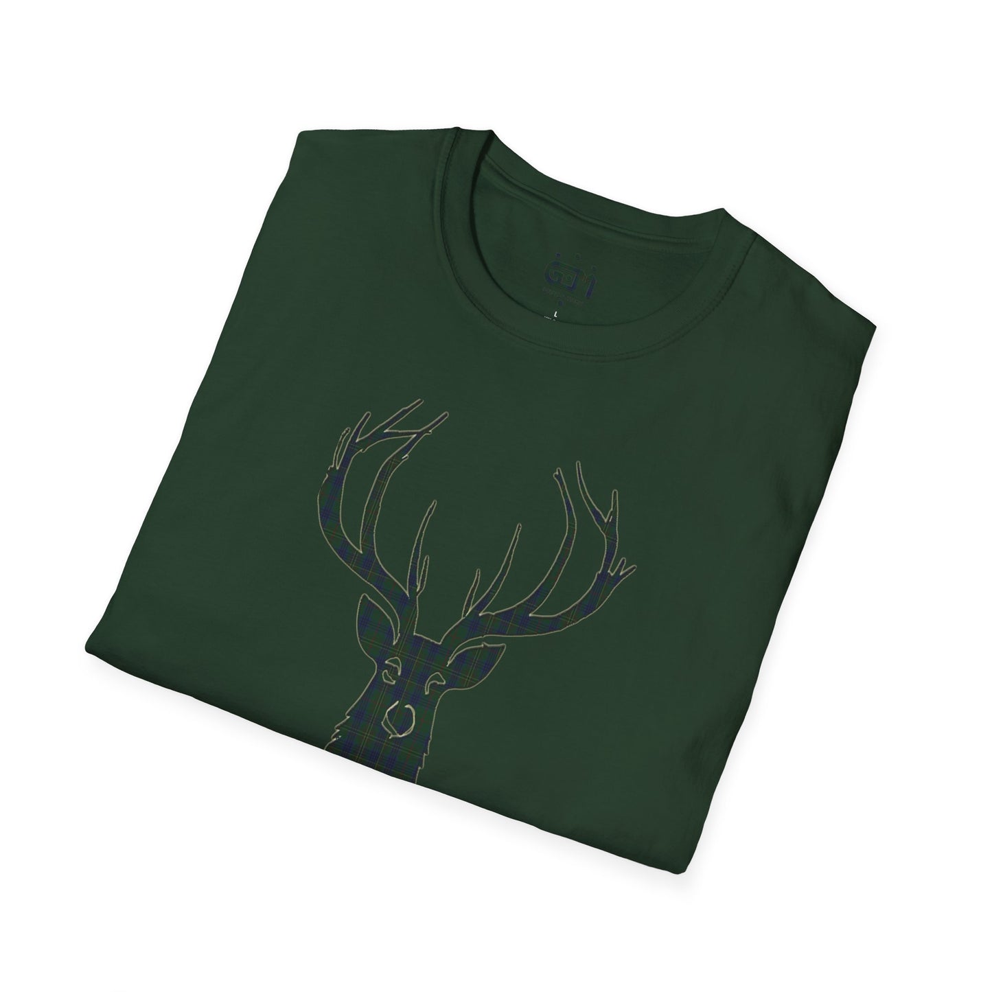 Tartan Stag Softstyle T-Shirt - Kennedy Tartan, Unisex Tee, Scottish Scenery, Various Colours