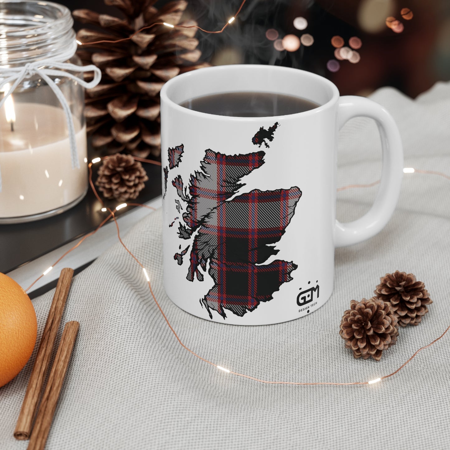 MacPherson Tartan Scotland Map Mug, Coffee Cup, Tea Cup, Scotland, White