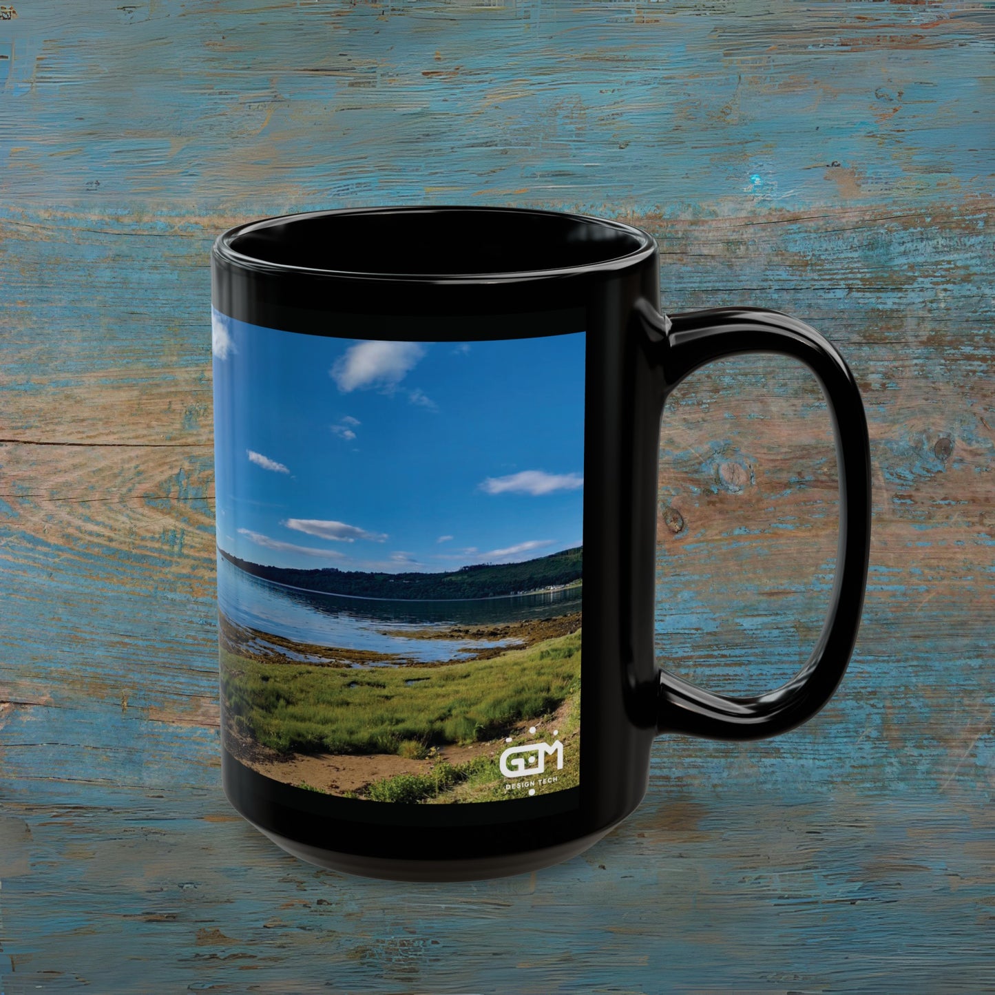 Holy Isle from Arran Photo Mug, Black