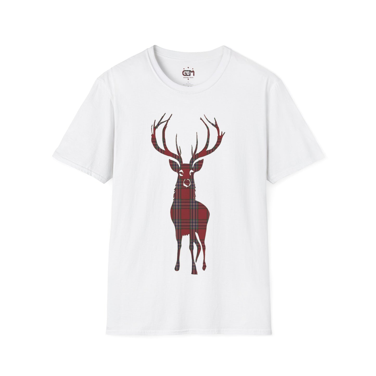 Tartan Stag Softstyle T-Shirt - MacFarlane Tartan, Unisex Tee, Scottish Scenery, Various Colours