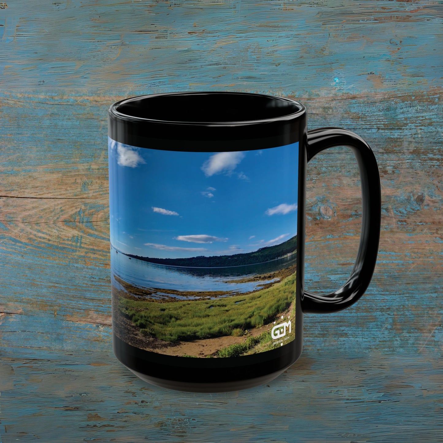 Holy Isle from Arran Photo Mug, Black