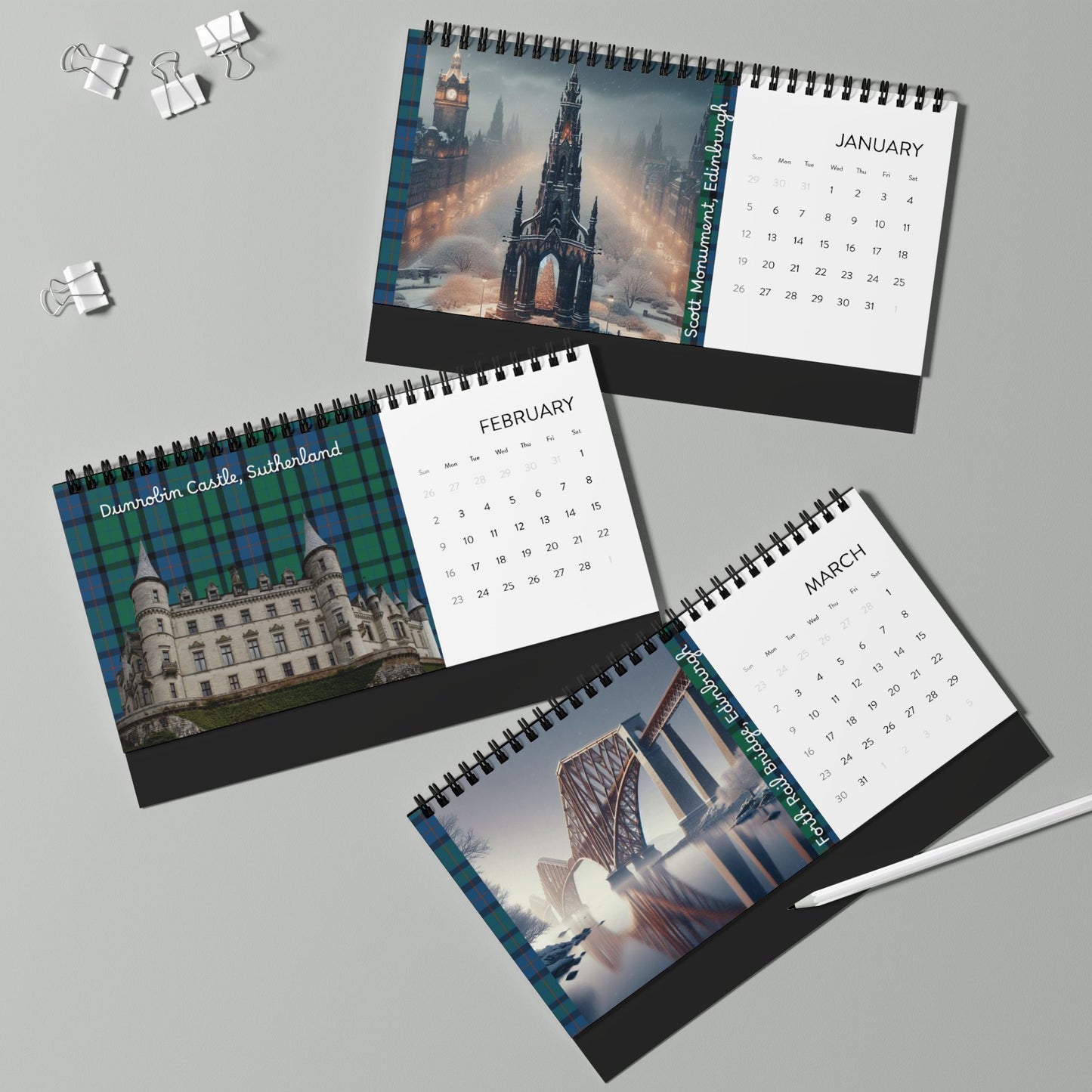 Scotland 2025 Desktop Calendar