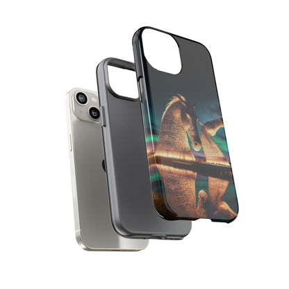 Kelpies Northern Lights Art Phone Case, Scotland, Apple