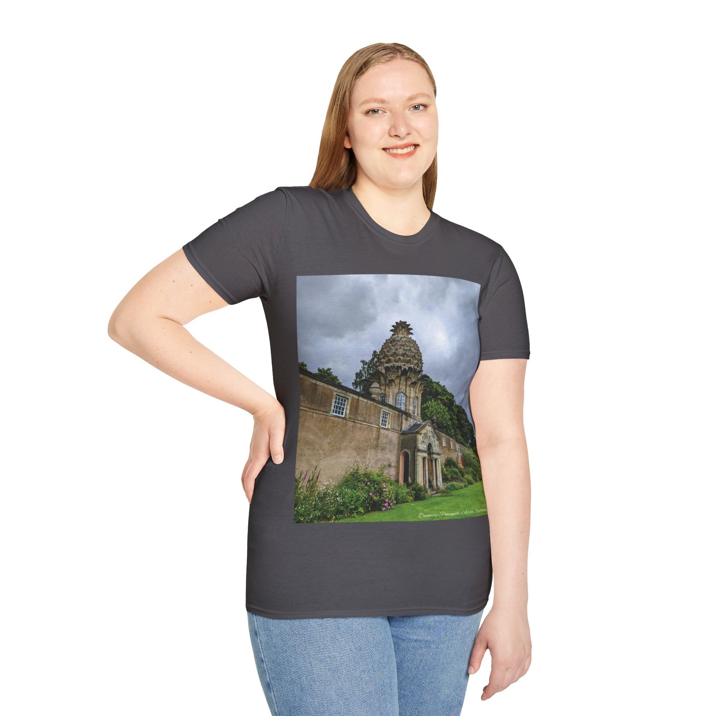 Dunmore Pineapple Photo Softstyle T-Shirt, Unisex Tee, Scotland Shirt, Scottish Landmark, Nature, Scenery, Various Colours