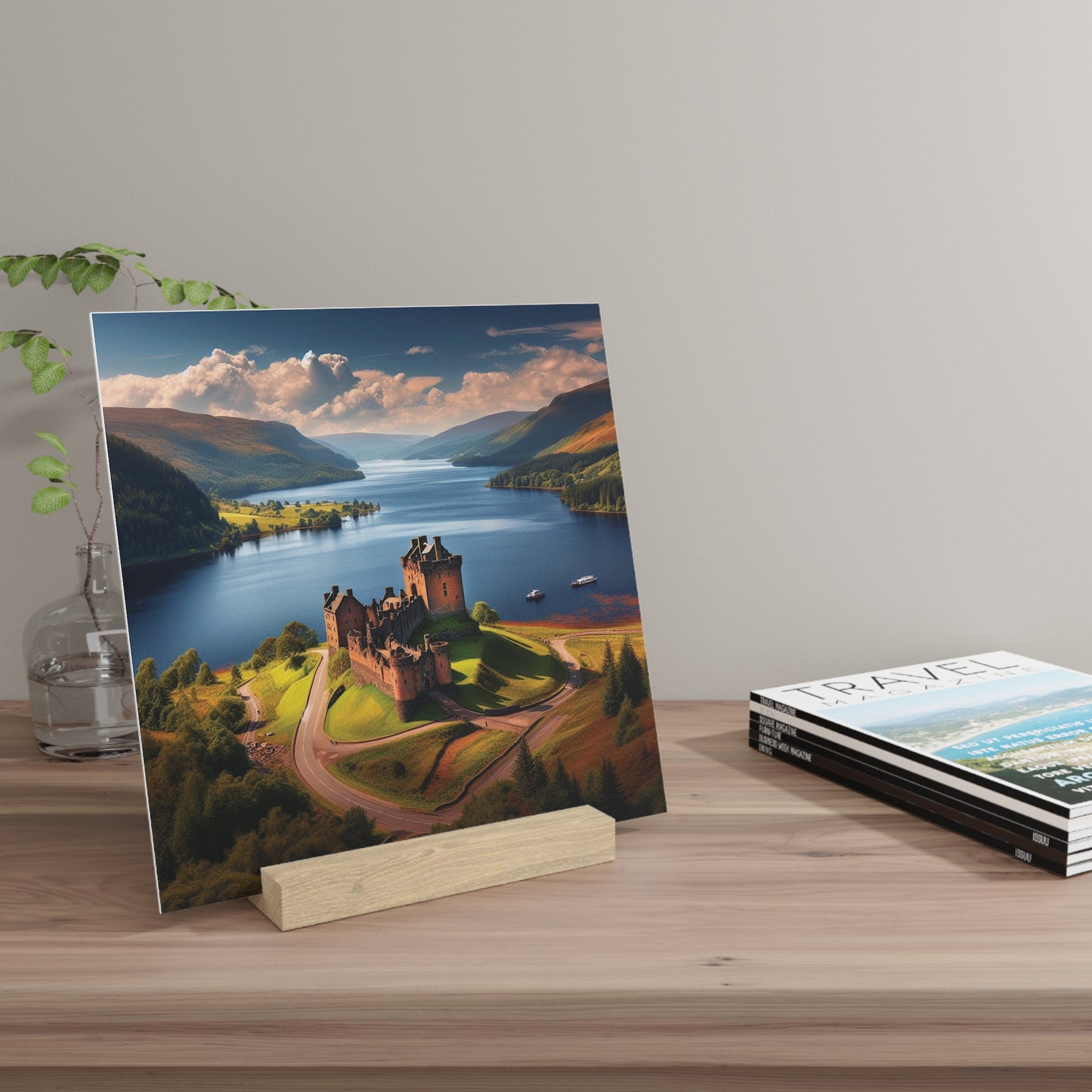 Scenic Collection Gallery Stand Urquhart Castle, Oak Picture Stand, Scotland Art, Scenery, Landmarks, Various Sizes