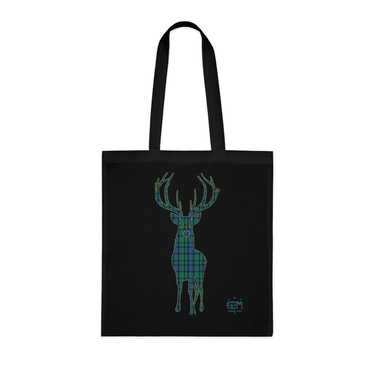 Reversible Scotland Tartan Stag Cotton Tote Bag - Flower of Scotland Tartan