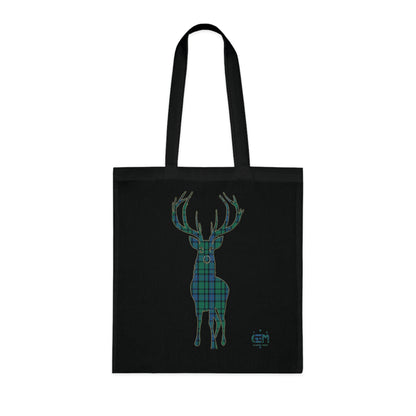 Reversible Scotland Tartan Stag Cotton Tote Bag - Flower of Scotland Tartan