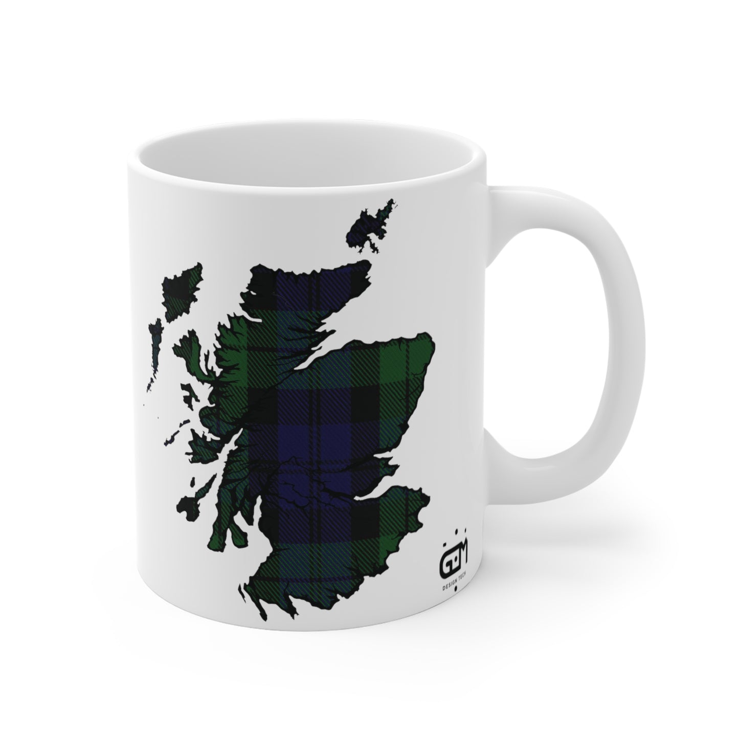 Scotland Map Mug 11oz, Black Watch Tartan