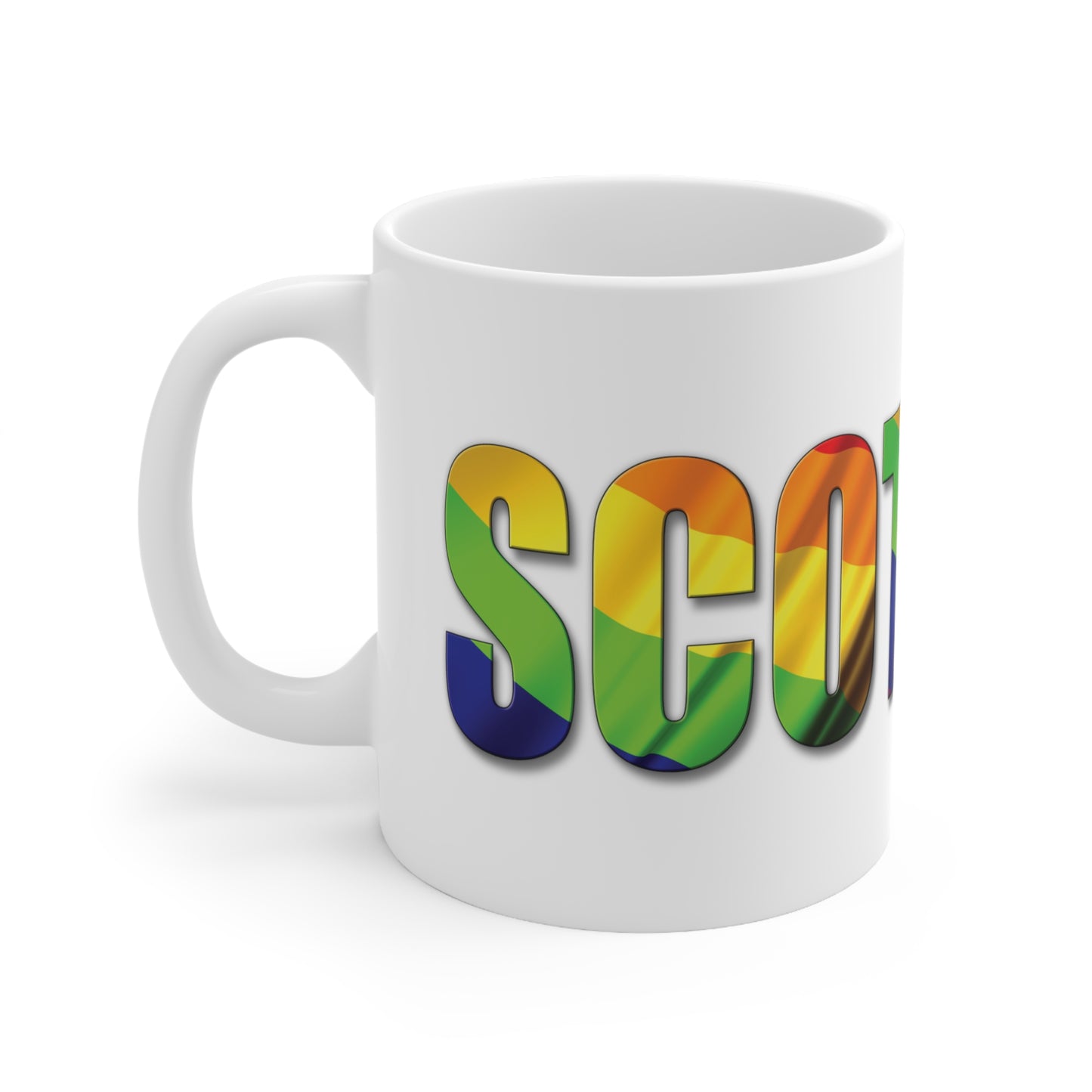 Scotland Lettering Pride Flag Mug, White