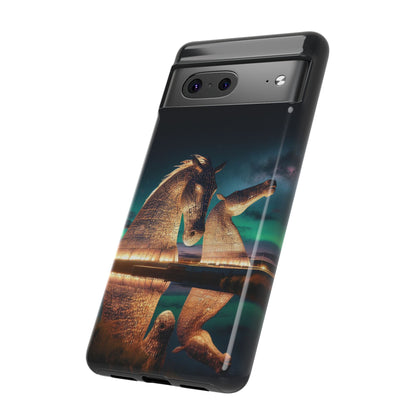 Kelpies Northern Lights Art Phone Case, Scotland, Google