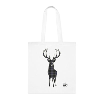 Reversible Scotland Tartan Stag Cotton Tote Bag - Hood Tartan