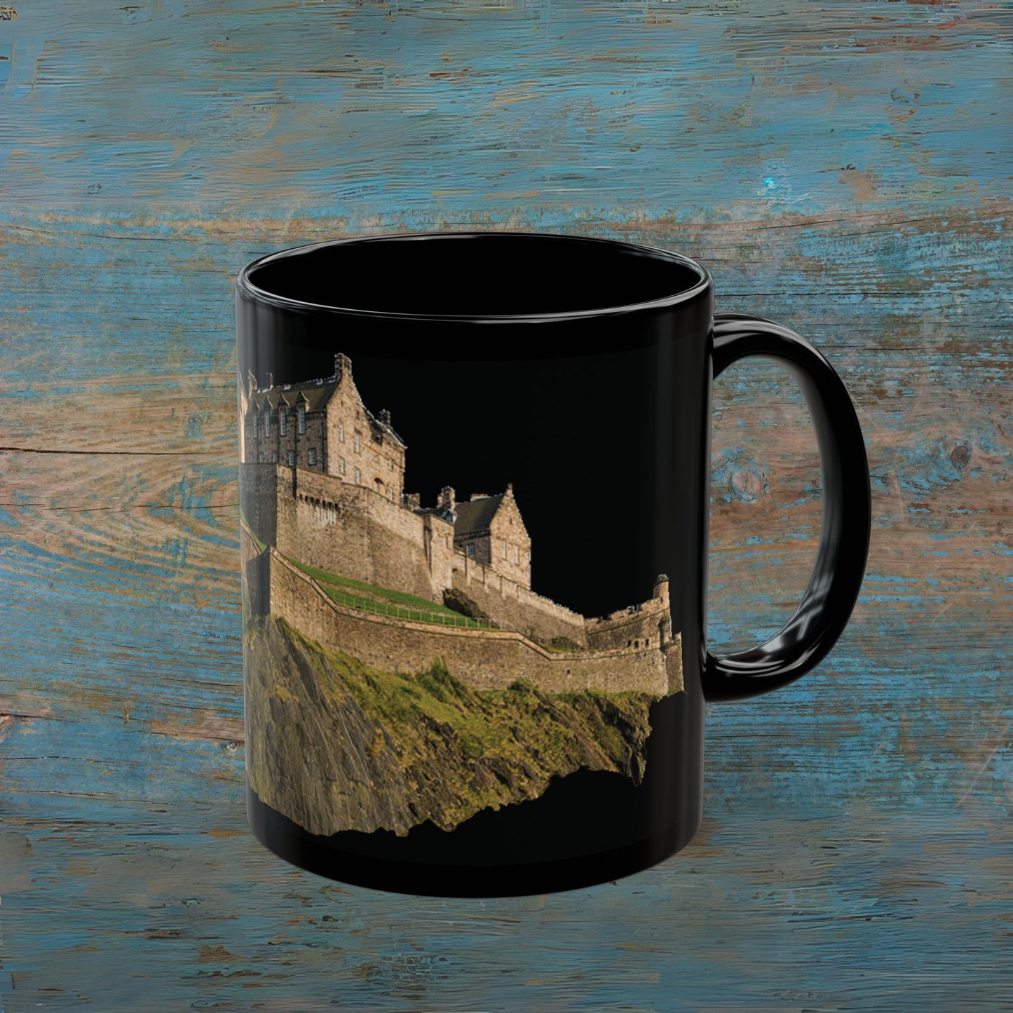 Edinburgh Castle on the Rock Photo Mug, Black