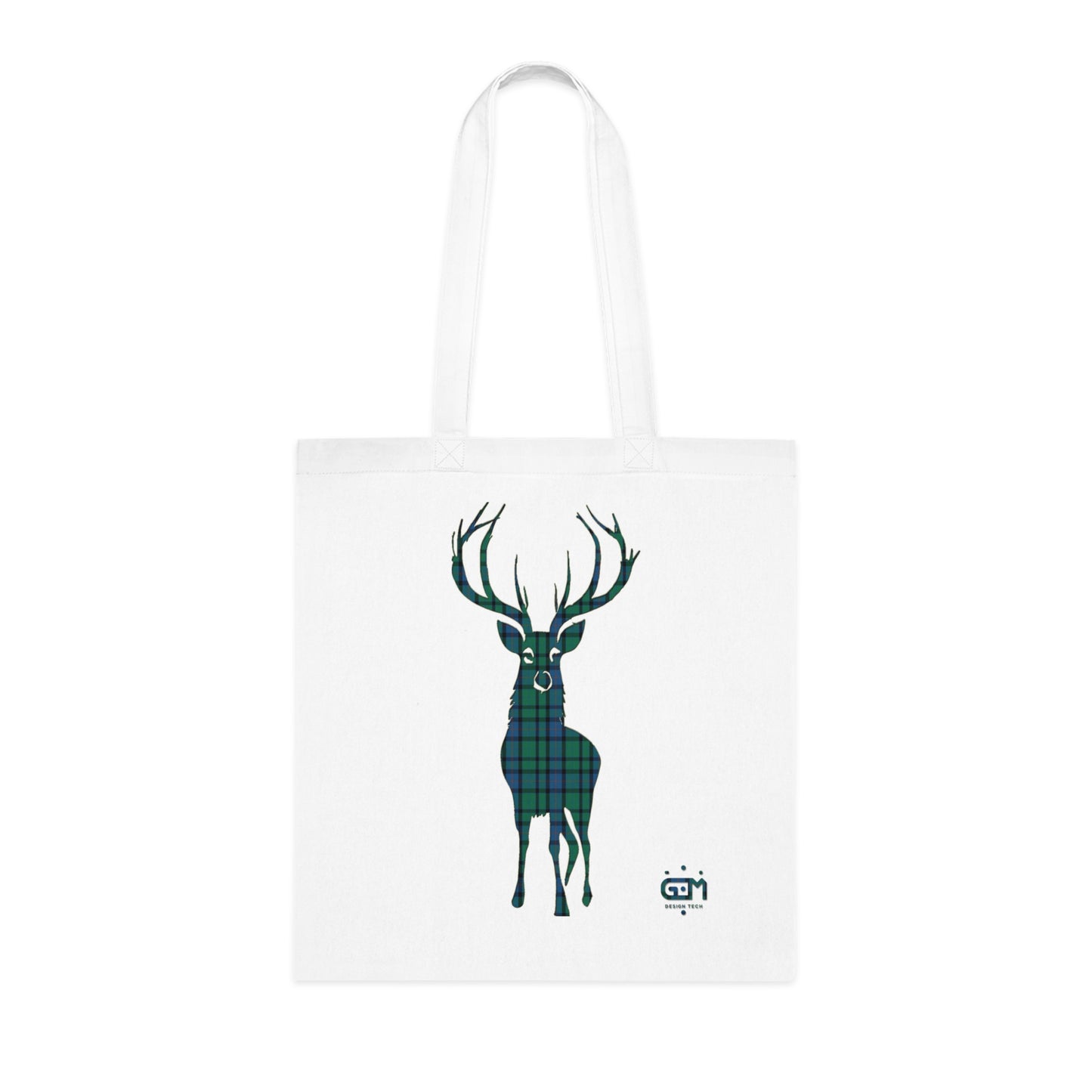 Reversible Scotland Tartan Stag Cotton Tote Bag - Flower of Scotland Tartan