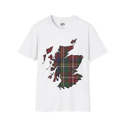 Scotland Tartan Map Softstyle Unisex T-Shirt, Stewart Royal Tartan, Various Colours