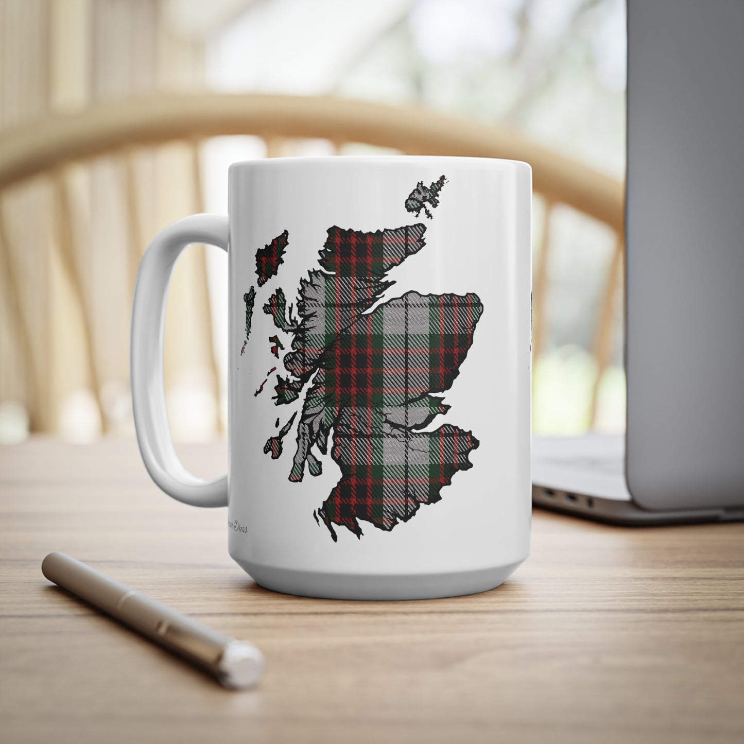 Fraser Dress Tartan Scotland Map Mug, Coffee Cup, Tea Cup, Scotland, White