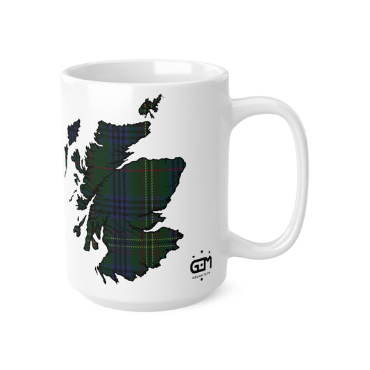 Kennedy Tartan Scotland Map Mug, Coffee Cup, Tea Cup, Scotland, White