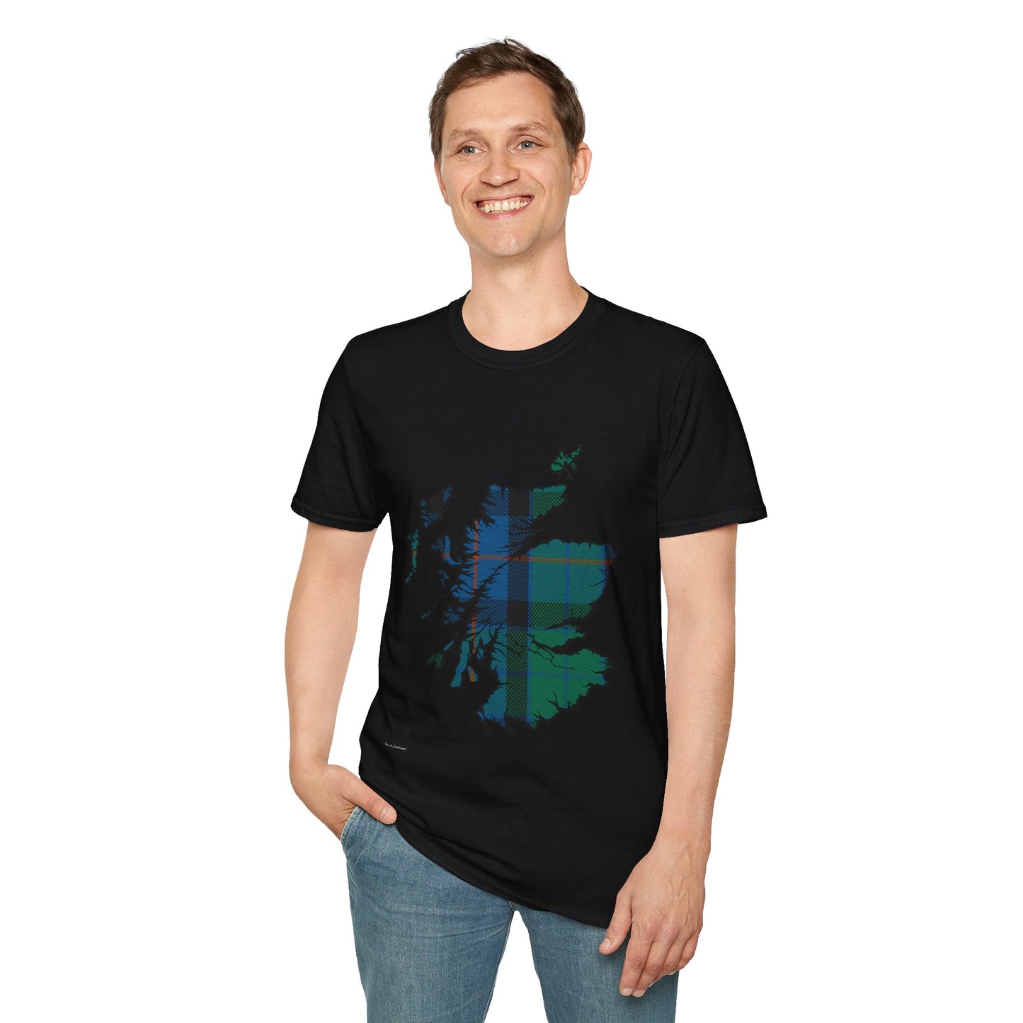 Scotland Tartan Map Softstyle Unisex T-Shirt - Flower of Scotland Tartan Tee