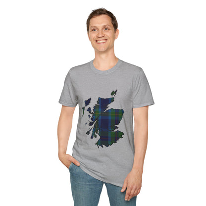 Scotland Tartan Map Softstyle Unisex T-Shirt - Miller Tartan Tee