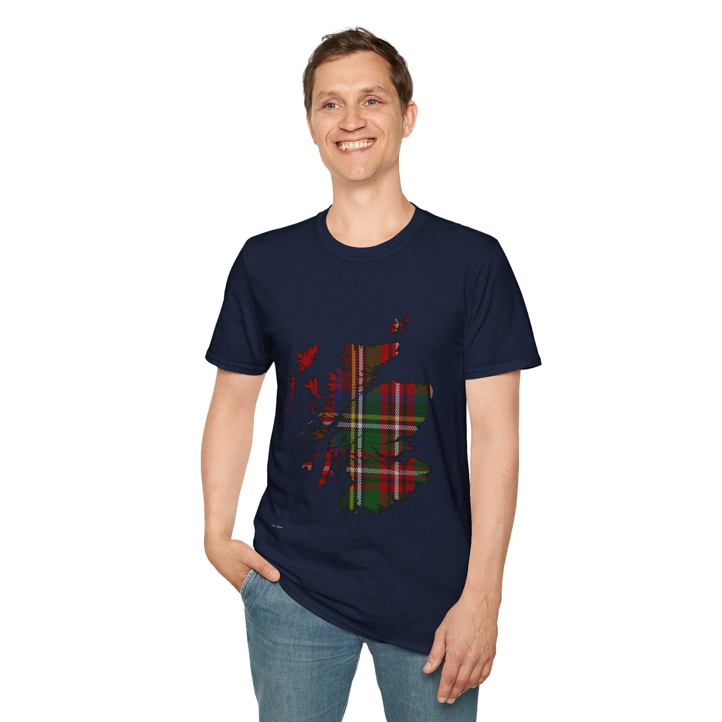 Scotland Tartan Map Softstyle Unisex T-Shirt - Stewart Royal Tartan Tee