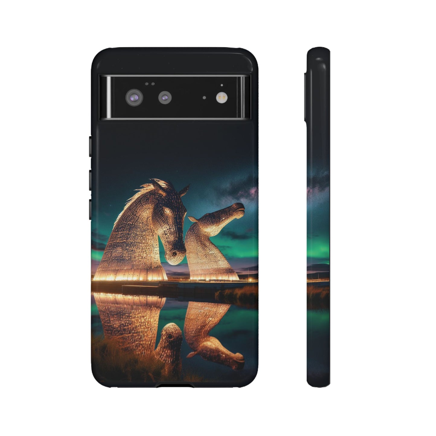 Kelpies Northern Lights Art Phone Case, Scotland, Google