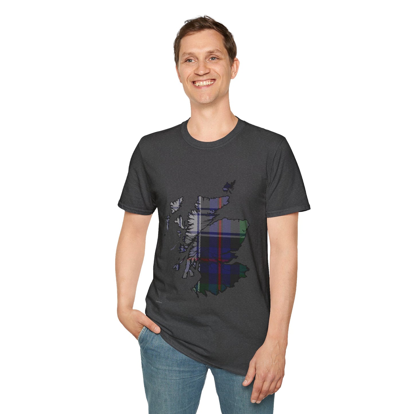 Scotland Tartan Map Softstyle Unisex T-Shirt - Argyle Dress Tartan Tee