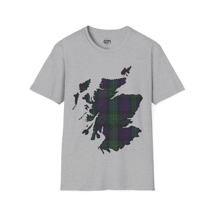 Scotland Tartan Map Softstyle Unisex T-Shirt, Argyle Tartan, Various Colours