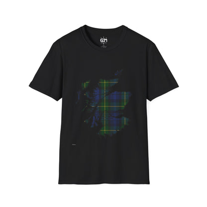 Scotland Tartan Map Softstyle Unisex T-Shirt - Gordon Tartan Tee