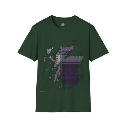 Scotland Tartan Map Softstyle Unisex T-Shirt, Argyle Dress Tartan, Various Colours