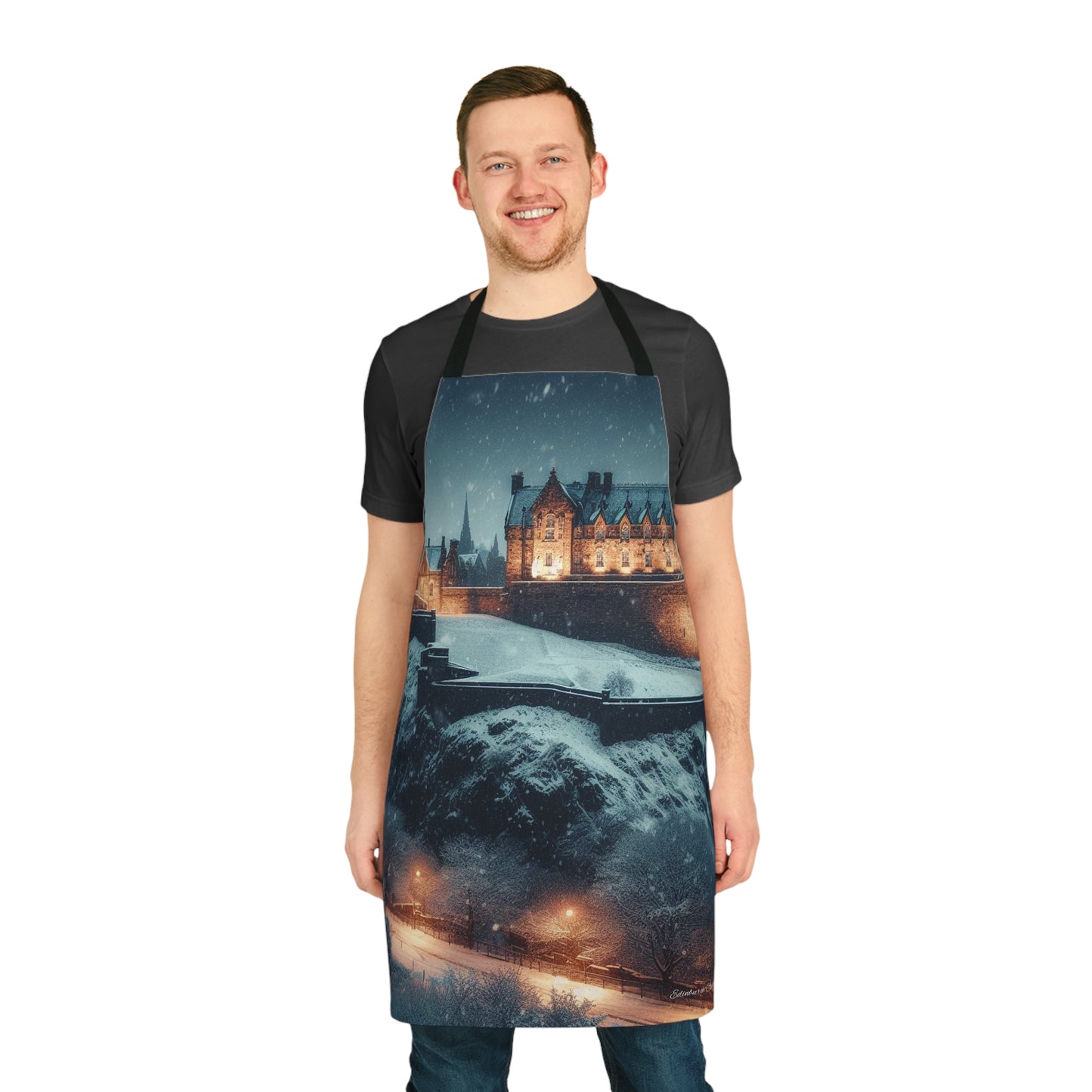 Edinburgh Castle in Winter Apron, Scotland Apron, Scottish Art, Scotland Landmark, Cooking Apparel, Chef Accessory, Edinburgh