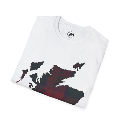 Scotland Tartan Map Softstyle Unisex T-Shirt, Lindsay Tartan, Various Colours