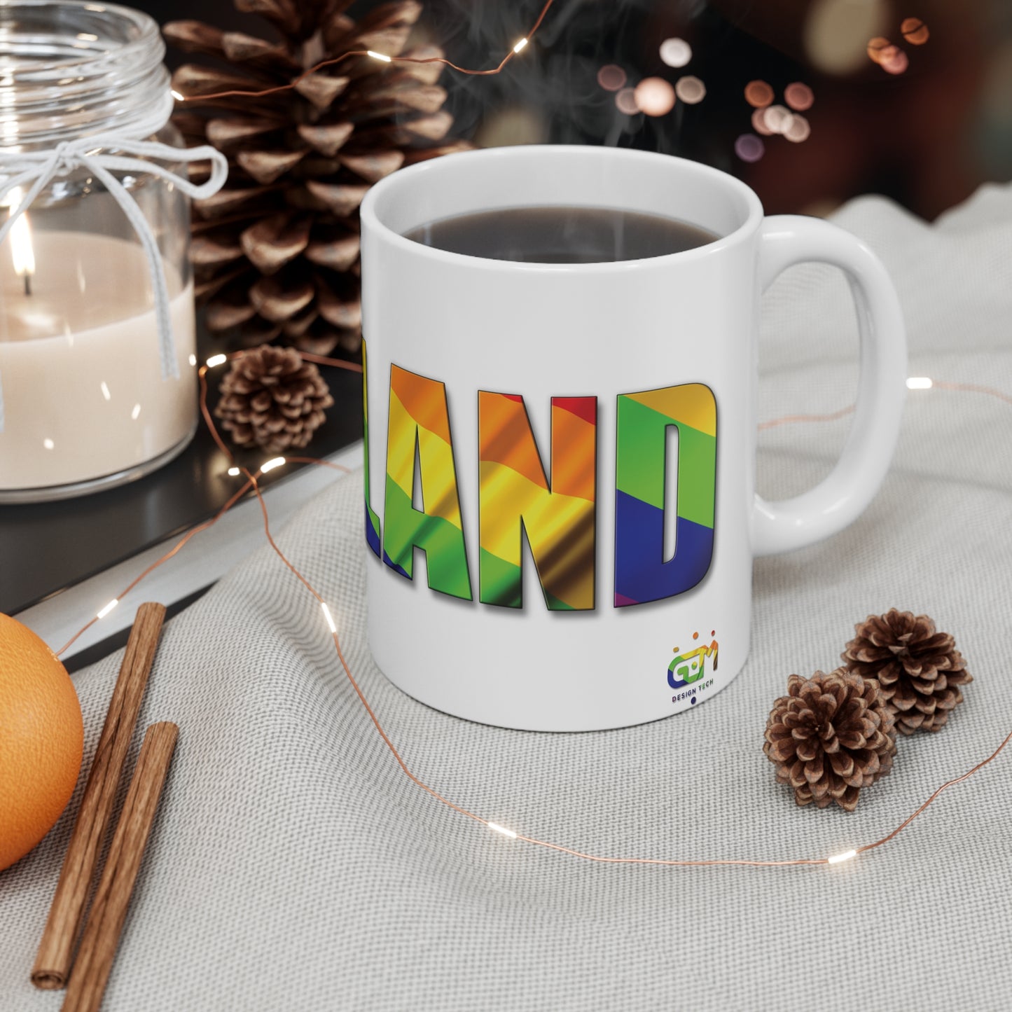 Scotland Lettering Pride Flag Mug, White