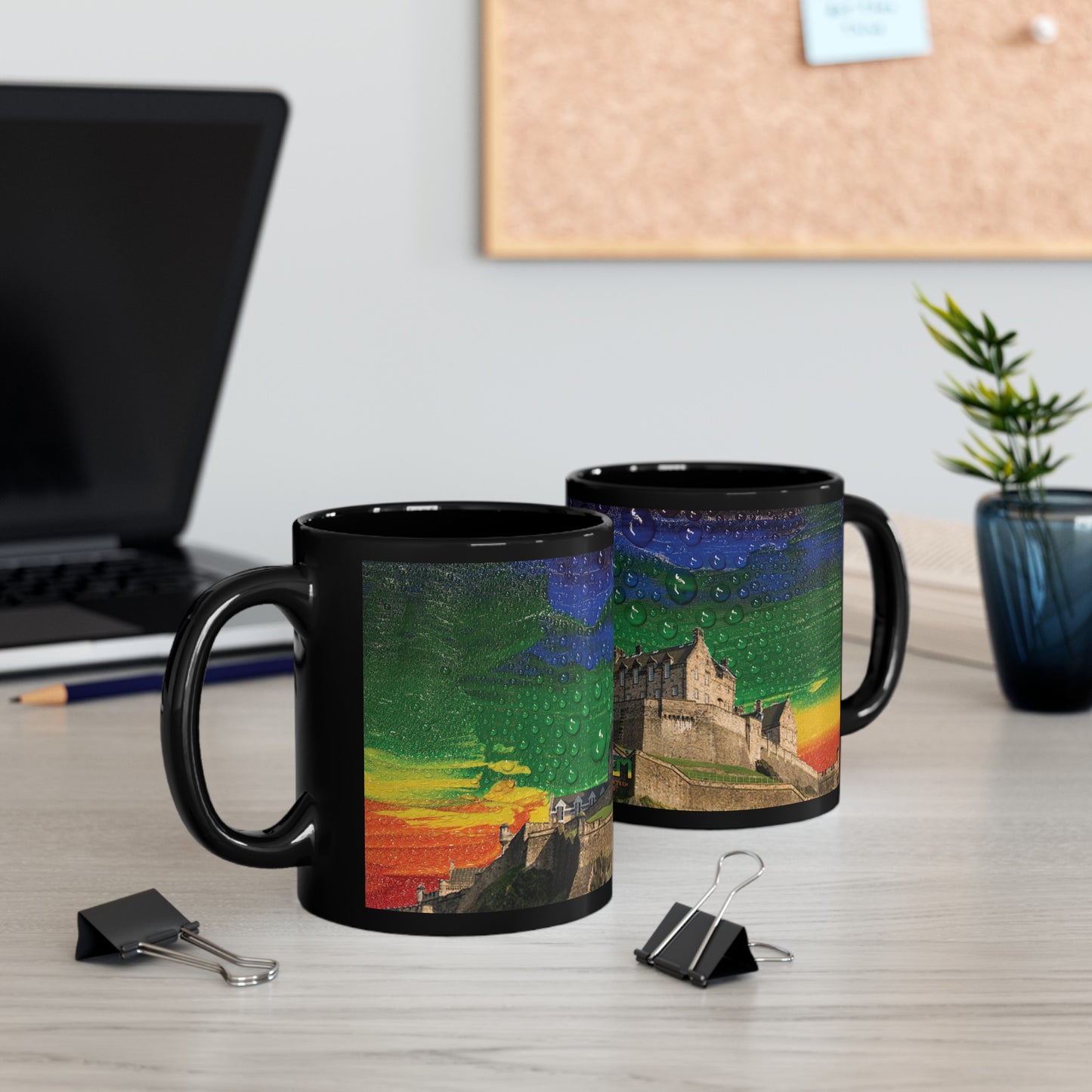 Edinburgh Castle Pride Rain Sky Photo Mug, Black