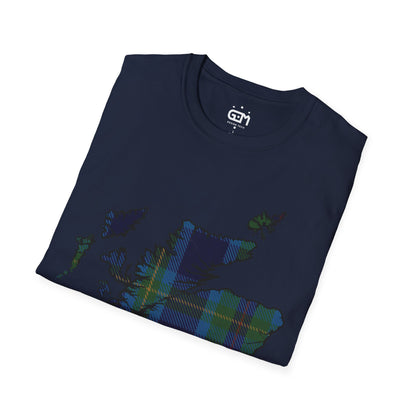 Scotland Tartan Map Softstyle Unisex T-Shirt, Miller Tartan, Various Colours