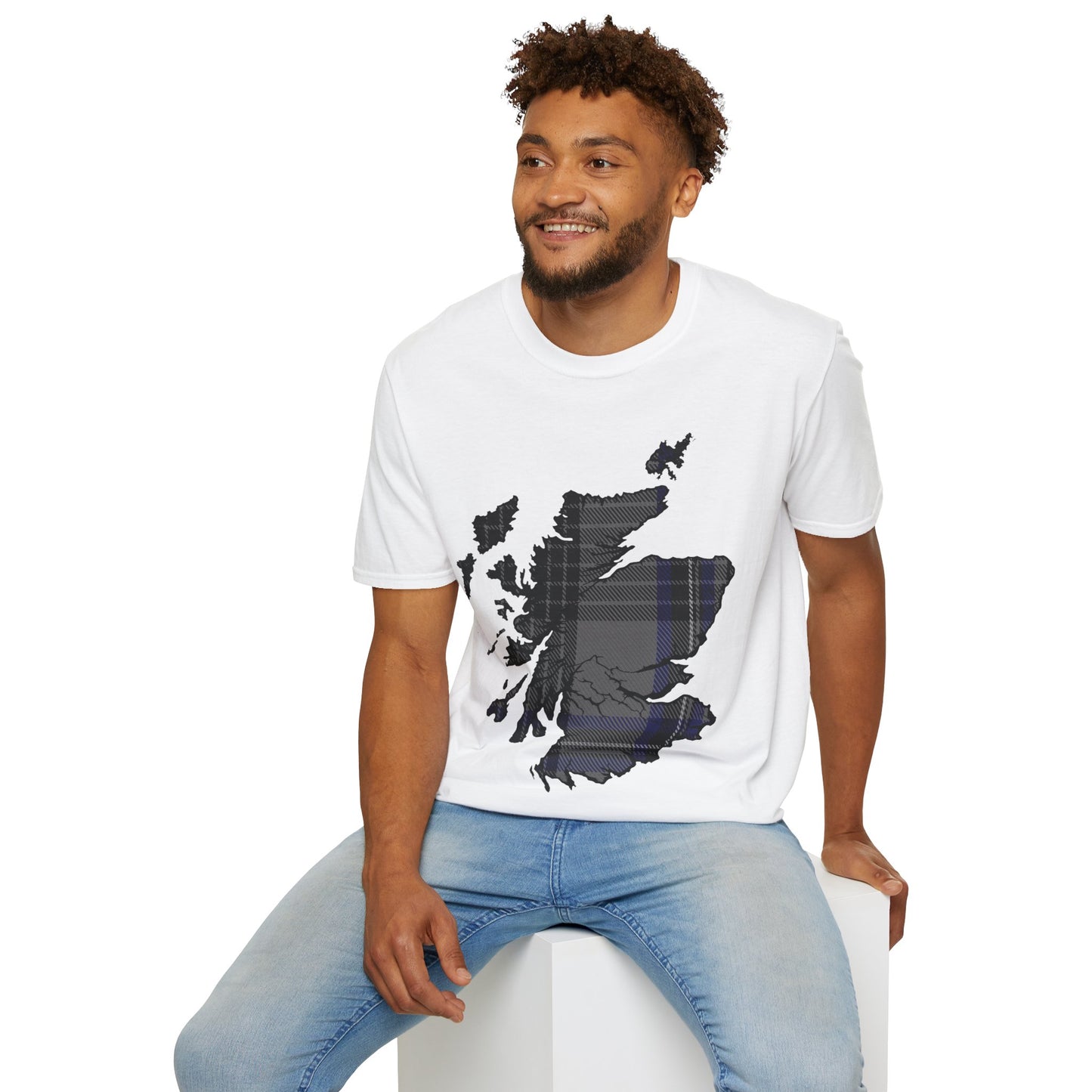 Scotland Tartan Map Softstyle Unisex T-Shirt, Hood Tartan, Various Colours