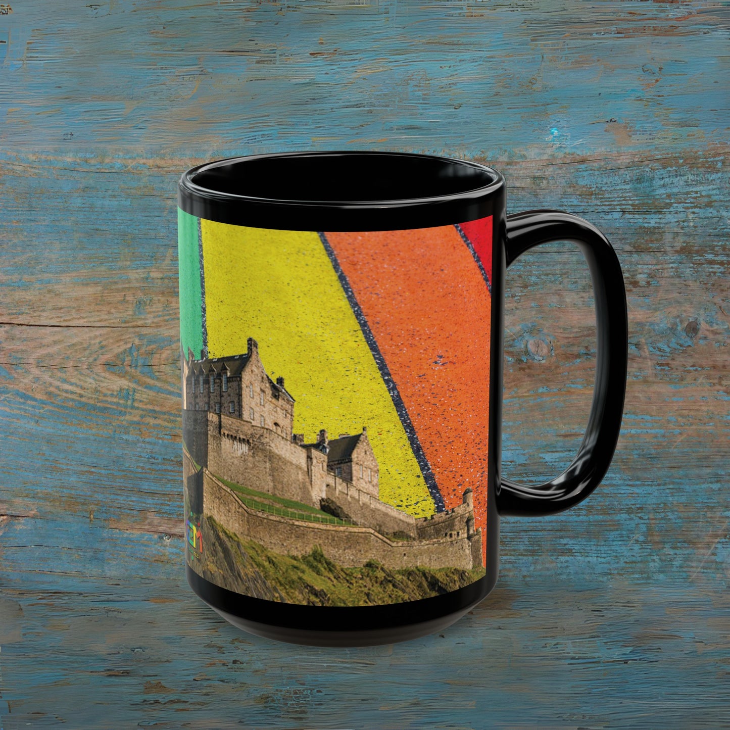 Edinburgh Castle Pride Road Sky Photo Mug, Black