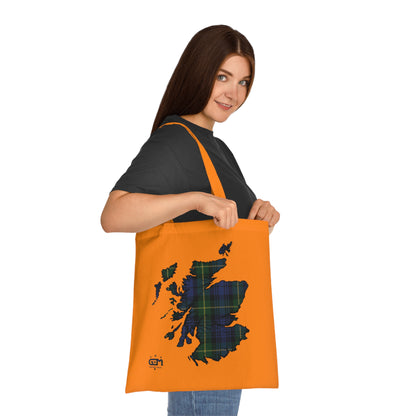 Reversible Scotland Tartan Map Cotton Tote Bag - Gordon Tartan