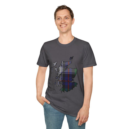 Scotland Tartan Map Softstyle Unisex T-Shirt - Argyle Dress Tartan Tee