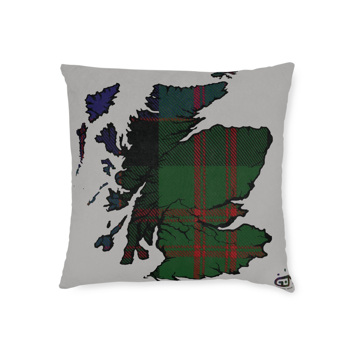 Reversible Square Cushion : Stag / Scotland Map - MacDonald Tartan, Various Sizes