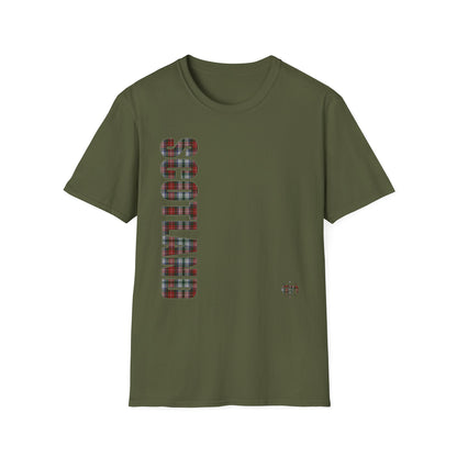 Tartan Scotland Lettering Softstyle Unisex T-Shirt, Stewart Tartan Tee