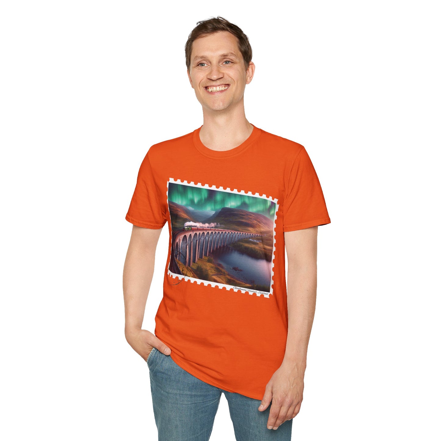 Postcard Glenfinnan Viaduct Art Softstyle T-Shirt, Unisex Tee, Scotland Shirt, Various Colours