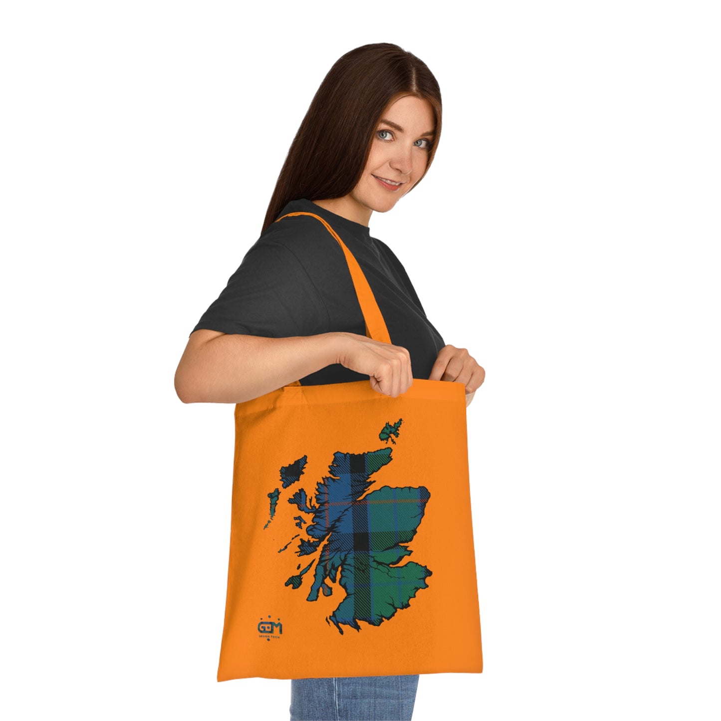 Reversible Scotland Tartan Map Cotton Tote Bag - Flower of Scotland Tartan