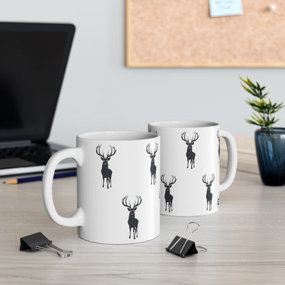 Tartan Stag Mug - Rankin Tartan, Coffee Cup, Tea Cup, Scotland, White