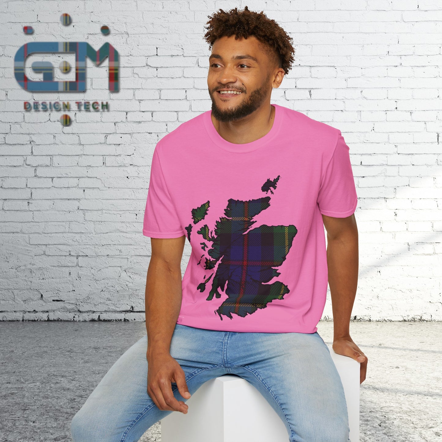 Scotland Tartan Map Softstyle Unisex T-Shirt, Farquharson Tartan, Various Colours