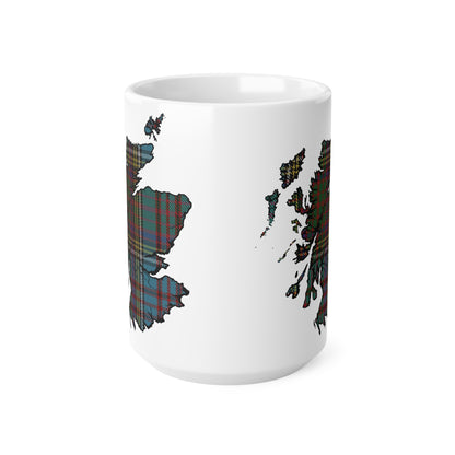 Anderson Tartan Scotland Map Mug, Coffee Cup, Tea Cup, Scotland, White