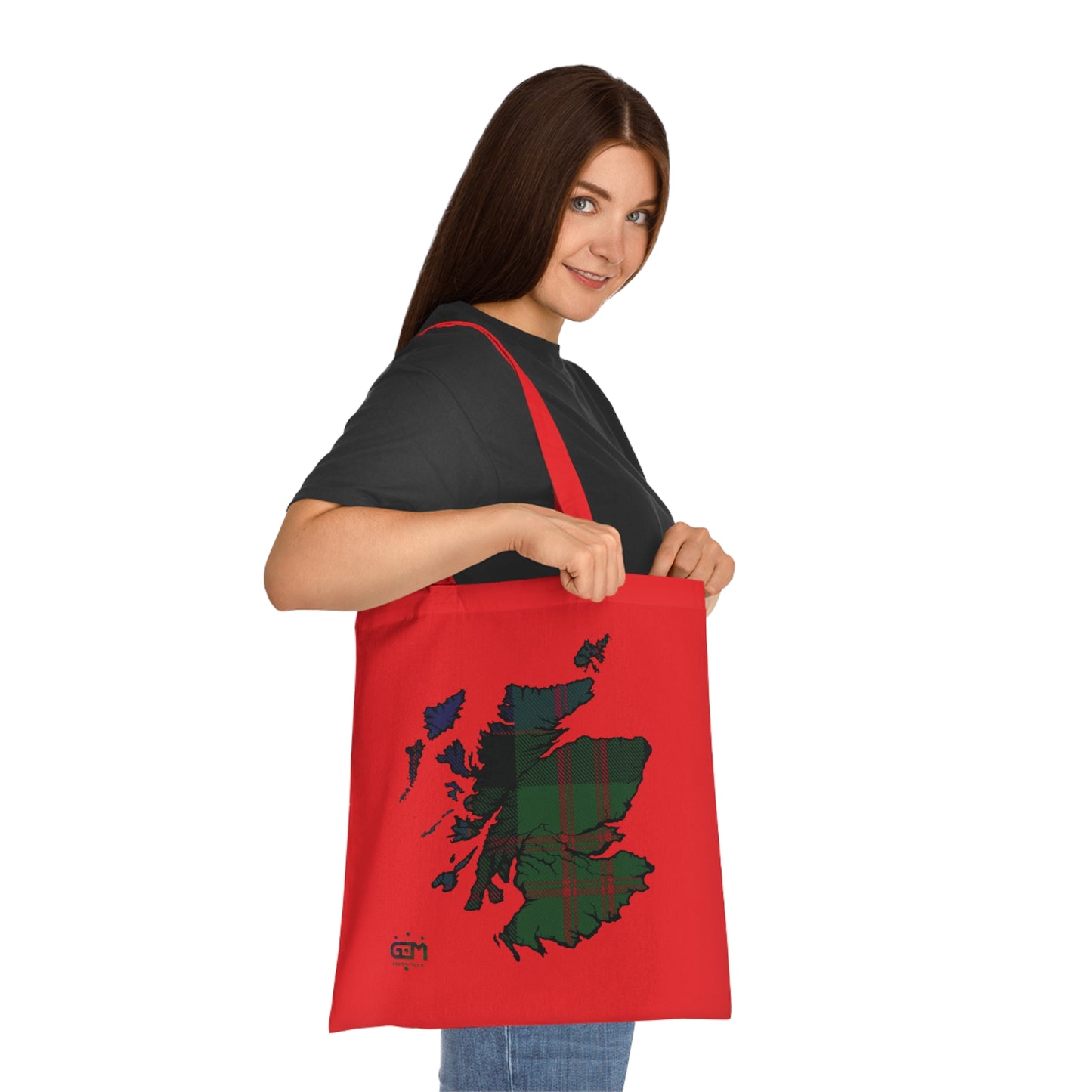 Reversible Scotland Tartan Map Cotton Tote Bag - MacDonald Tartan