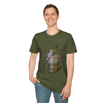 Scotland Tartan Map Softstyle Unisex T-Shirt - Buchanan Dress Tartan Tee