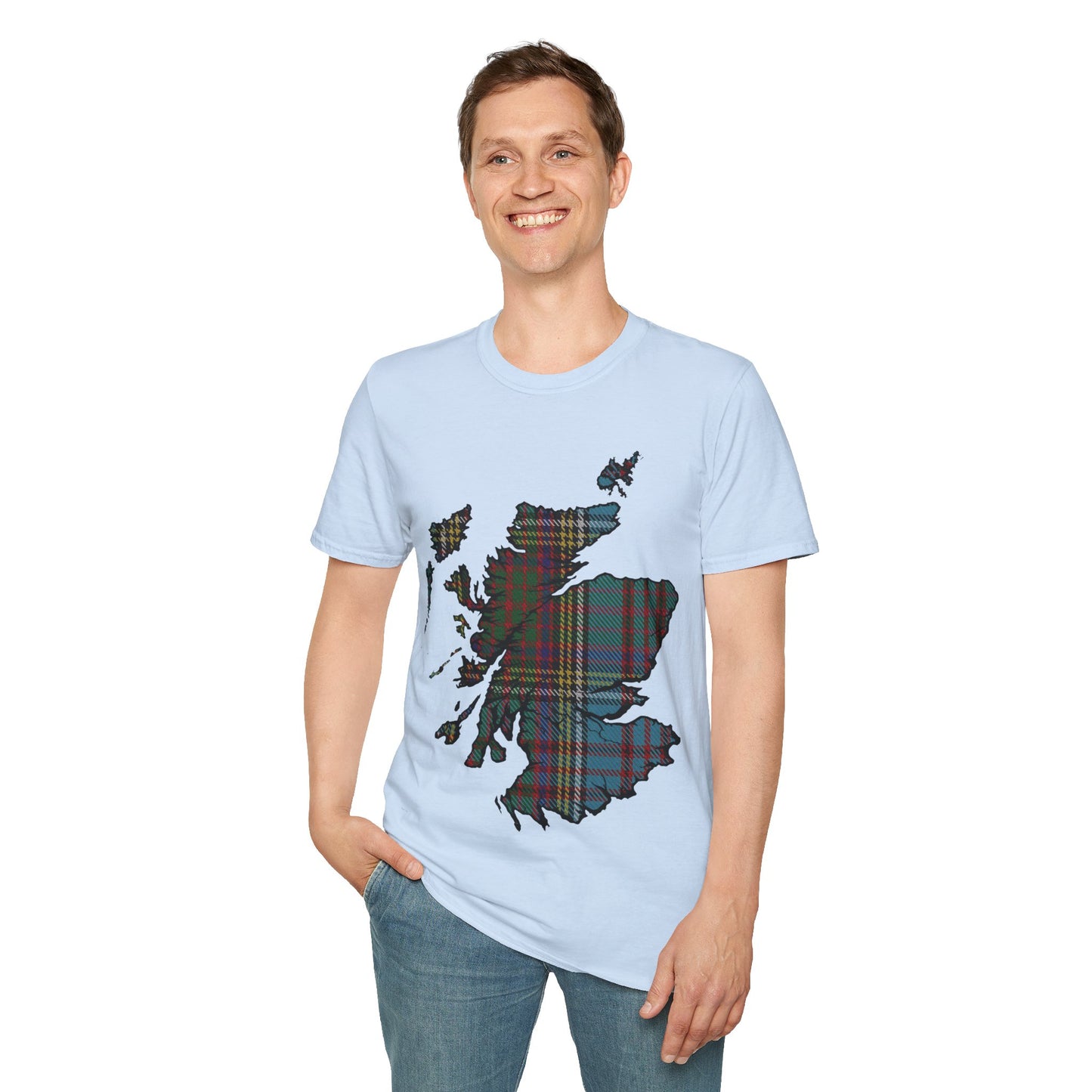 Scotland Tartan Map Softstyle Unisex T-Shirt, Anderson Tartan, Various Colours