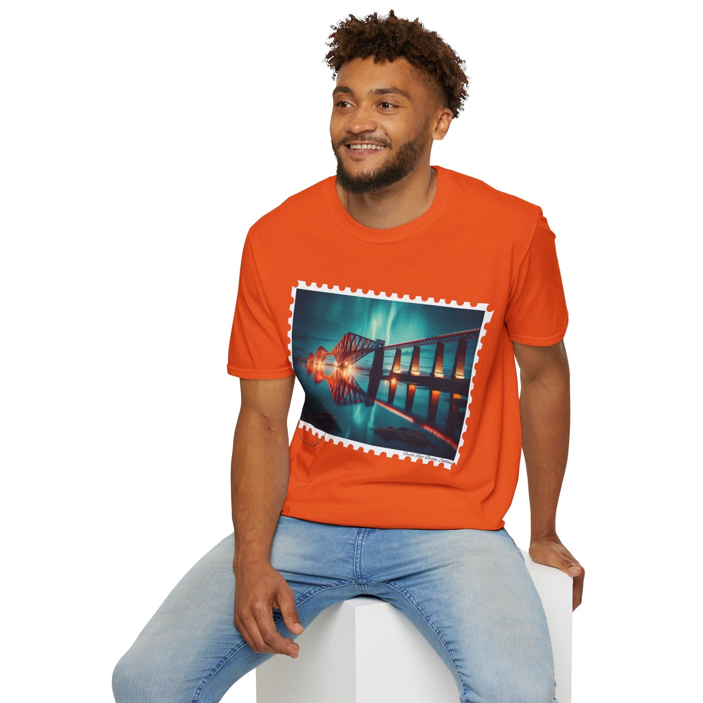 Postcard Forth Rail Bridge Art Softstyle T-Shirt, Unisex Tee, Scotland Shirt, Various Colours