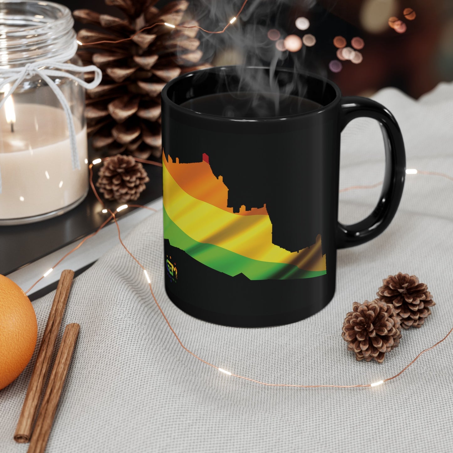 Edinburgh Castle Pride Flag Art Mug, Black